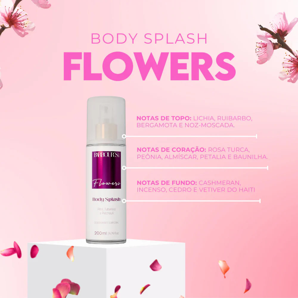 Kit 4 Body Splash Desodorante Colônia 200ml - Tropic Sun, Popsicle, Flowers e Roses