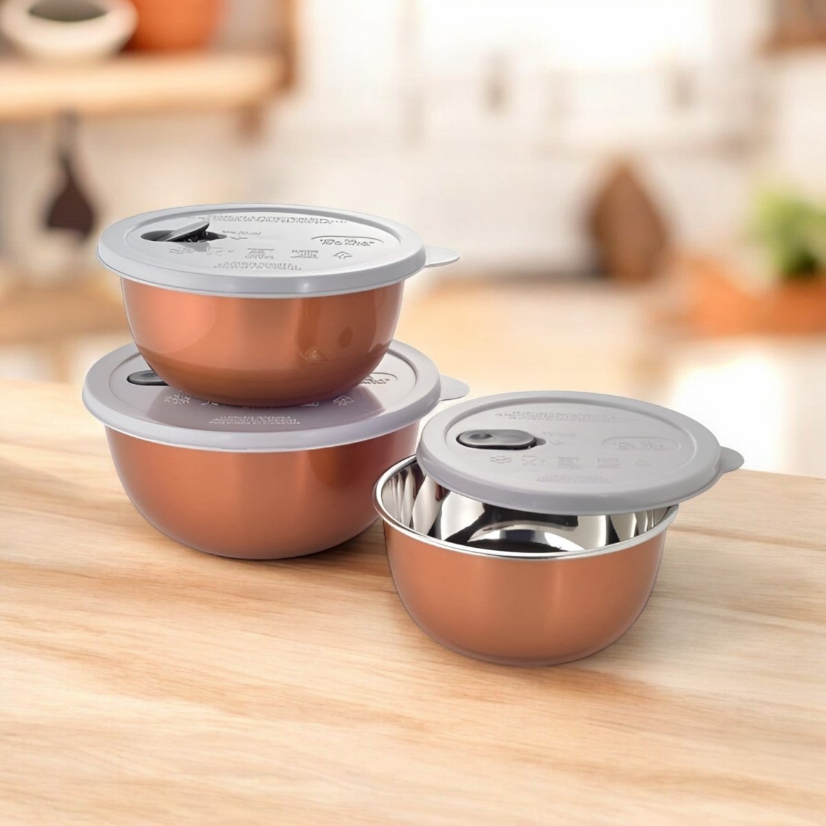 Jogo 3 Bowls para Micro-ondas Bronze - Mimo Style