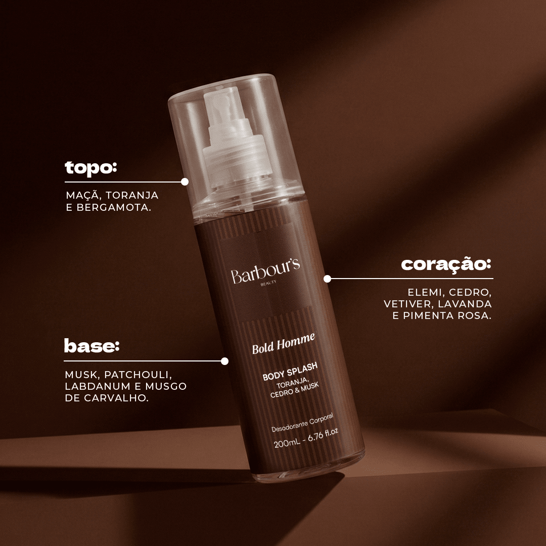 Kit 2 Body Splash Desodorante Colônia 200ml - Bold Homme e Seduction Homme