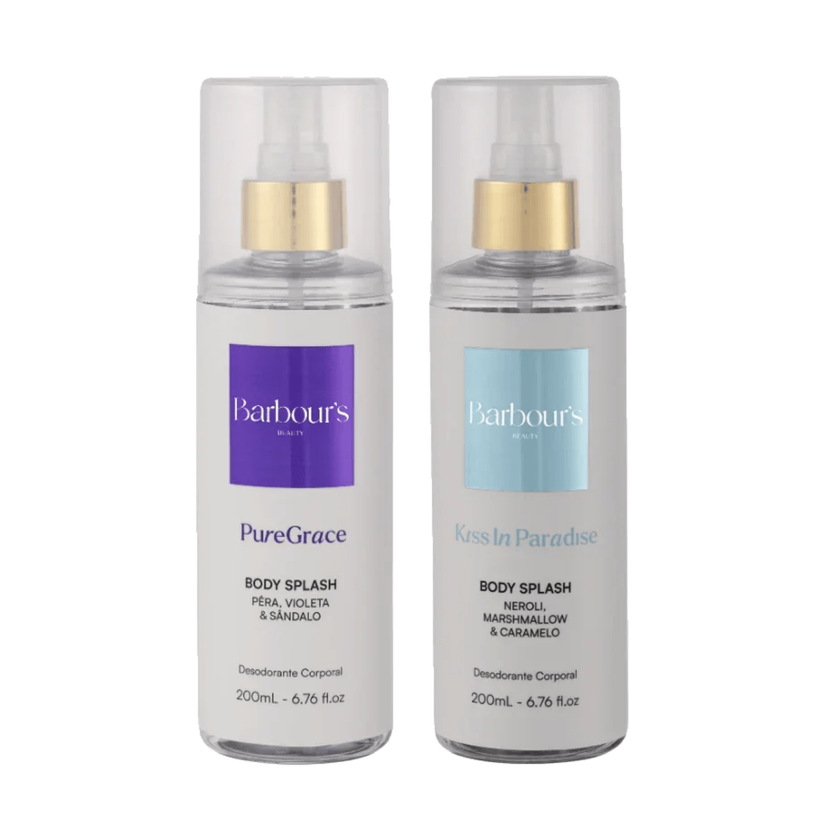 Kit 2 Body Splash Desodorante Colônia 200ml - Pure Grace e Kiss In Paradise