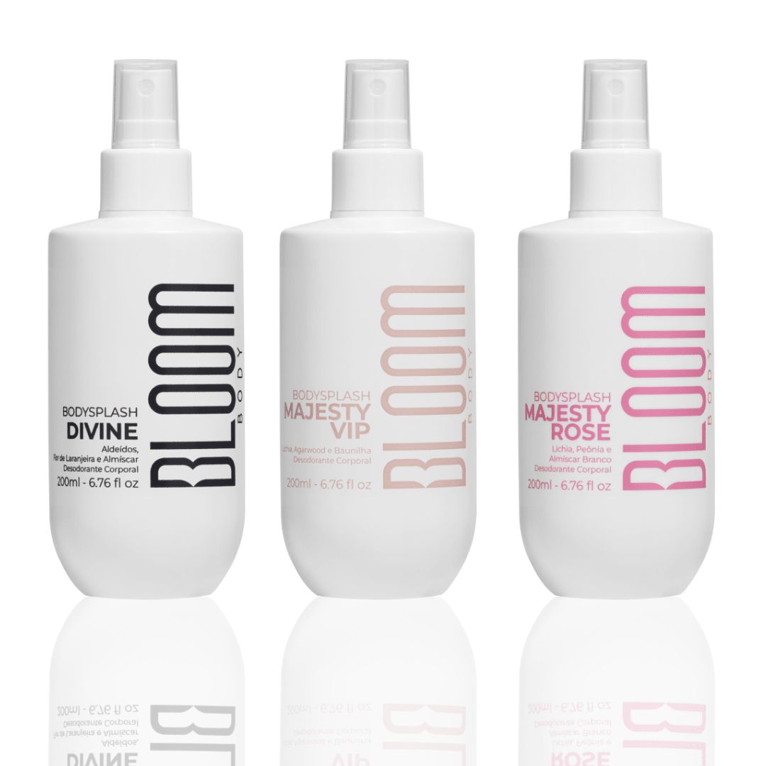 Kit 3 Body Splash Desodorante Colônia 200ml - Divine, Majesty Rose e Majesty Vip