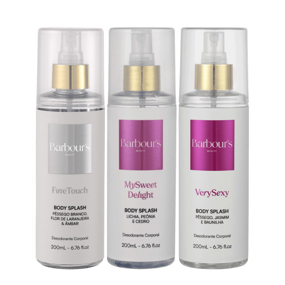 Kit 3 Body Splash Desodorante Colônia 200ml - Fine Touch, My Sweet Delight e Very Sexy - Perfumes e Colónias KBB99214