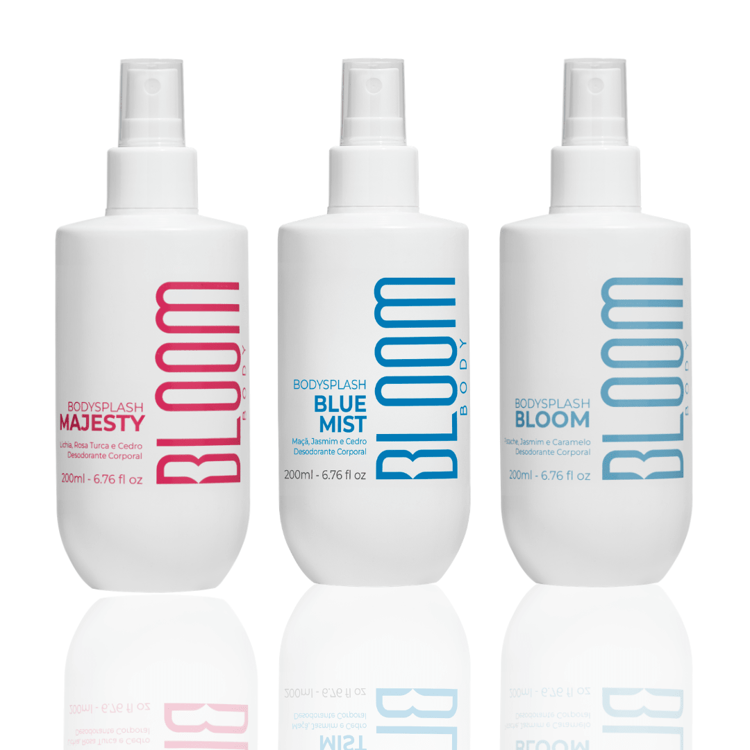 Kit 3 Body Splash Desodorante Colônia 200ml - Majesty, Blue Mist e Bloom