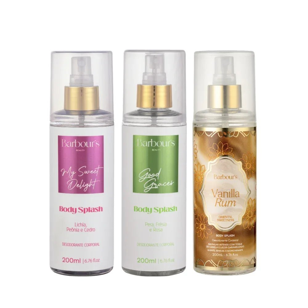Kit 3 Body Splash Desodorante Colônia 200ml - My Sweet Delight, Good Graces e Vanilla Rum - Perfumes e Colónias KBB99161