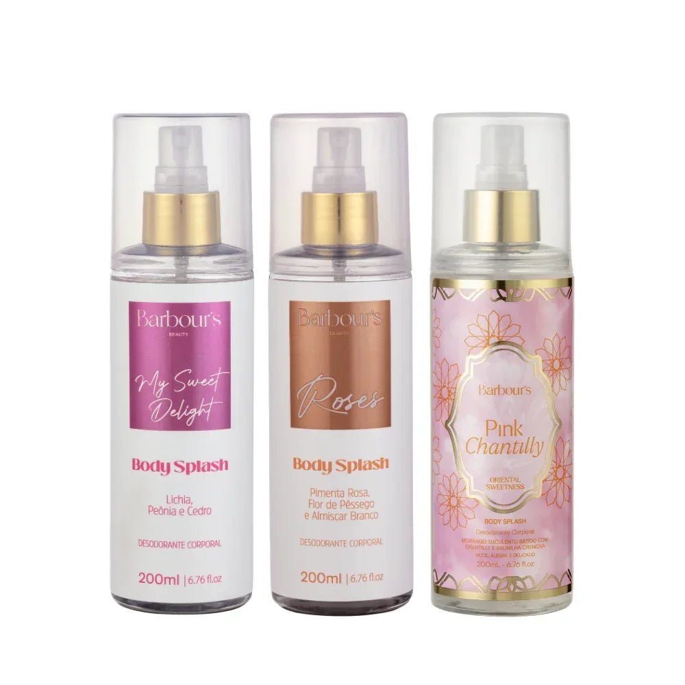 Kit 3 Body Splash Desodorante Colônia 200ml - My Sweet Delight, Roses e Pink Chantilly - Perfumes e Colónias KBB99160