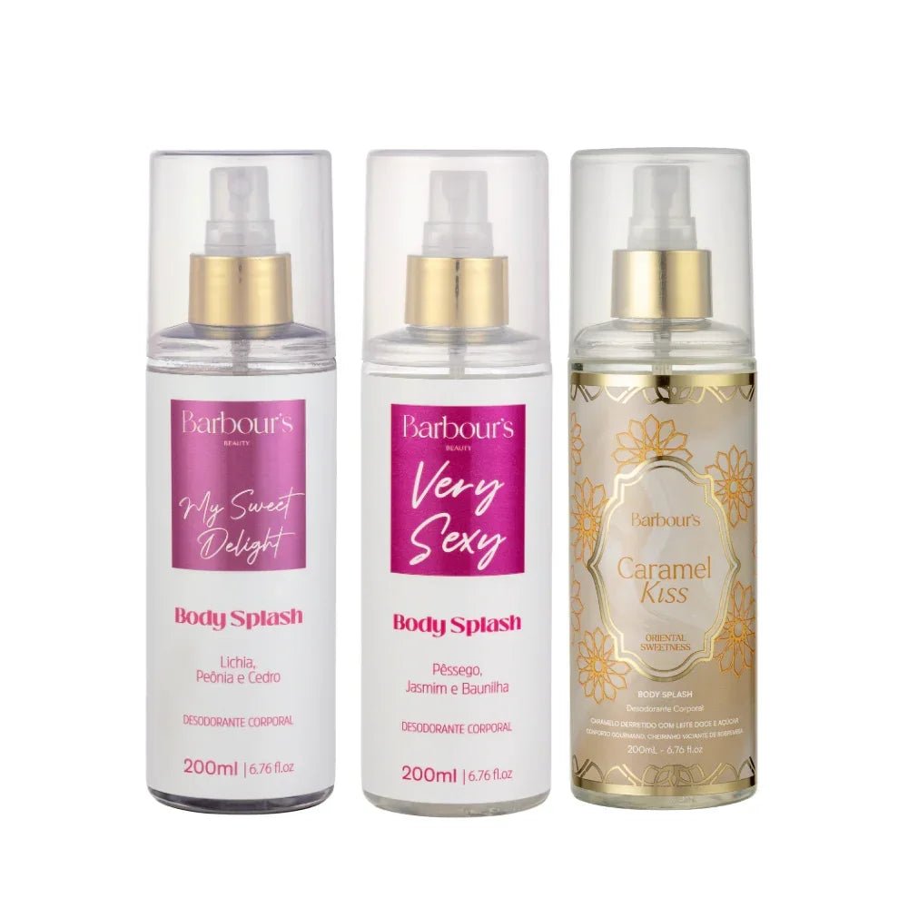 Kit 3 Body Splash Desodorante Colônia 200ml - My Sweet Delight, Very Sexy e Caramel Kiss - Perfumes e Colónias KBB99162