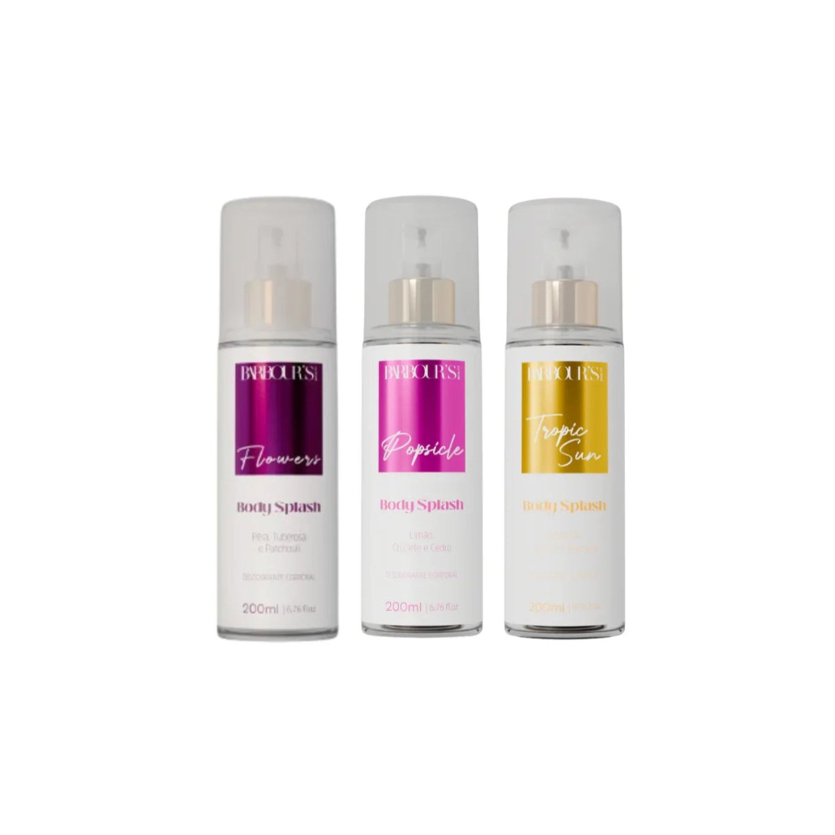 Kit 3 Body Splash Desodorante Colônia 200ml - Popsicle, Tropic Sun e Flowers