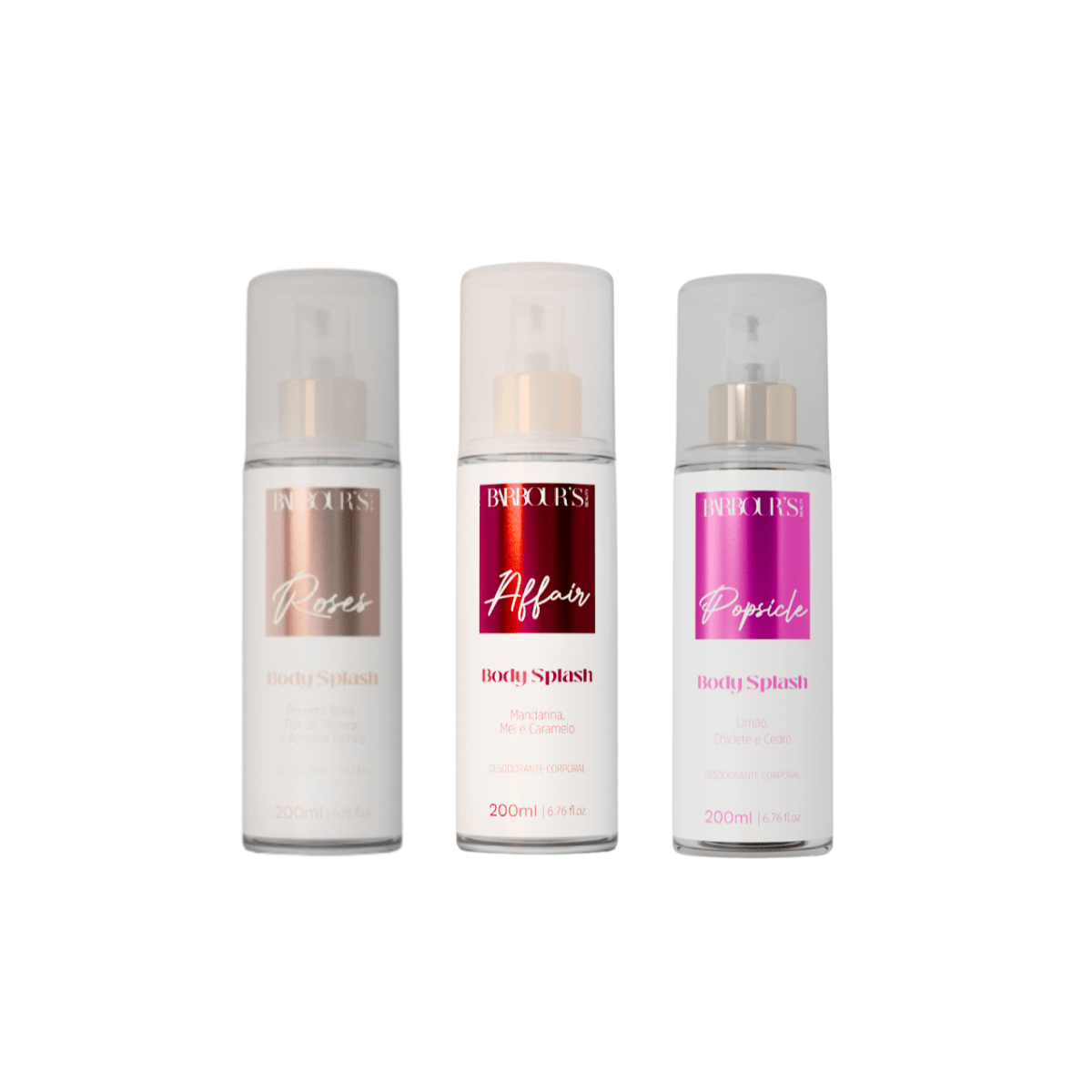 Kit 3 Body Splash Desodorante Colônia 200ml - Roses, Affair e Popsicle