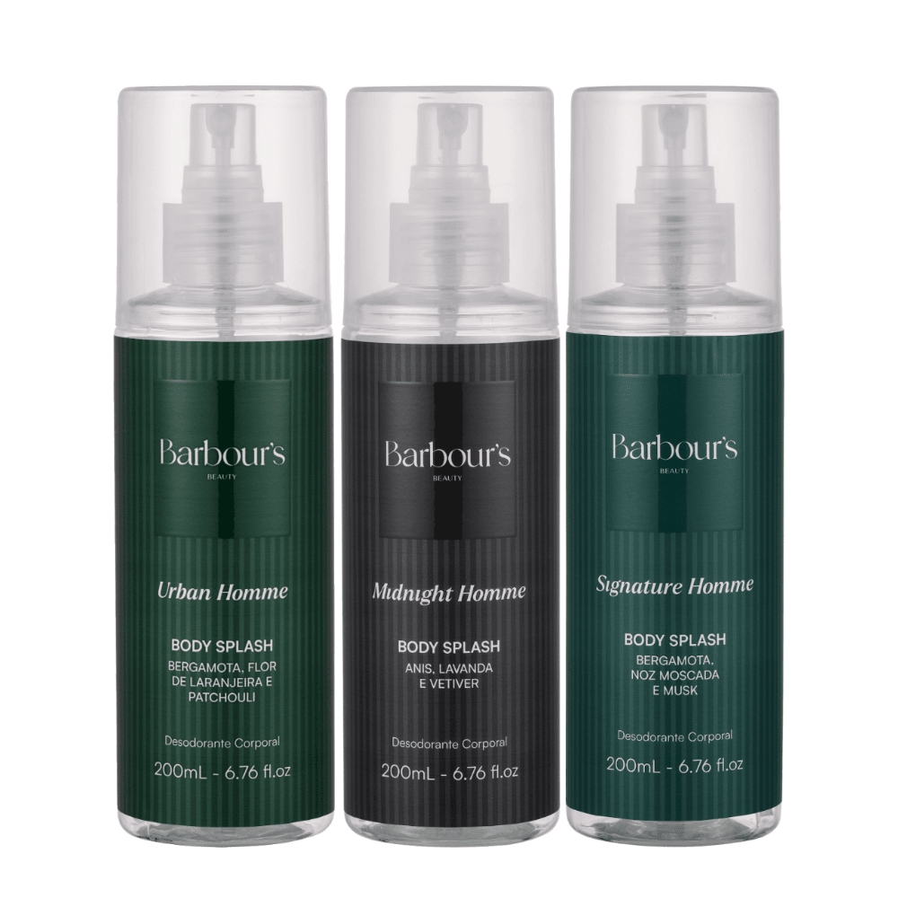 Kit 3 Body Splash Desodorante Colônia 200ml - Signature Homme, Midnight Homme e Urban Homme - Perfumes e Colónias KBB99199