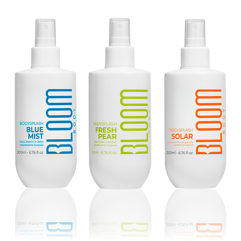 Kit 3 Body Splash Desodorante Colônia 200ml - Solar, Fresh Pear e Blue Mist - Perfumes e Colónias 20023