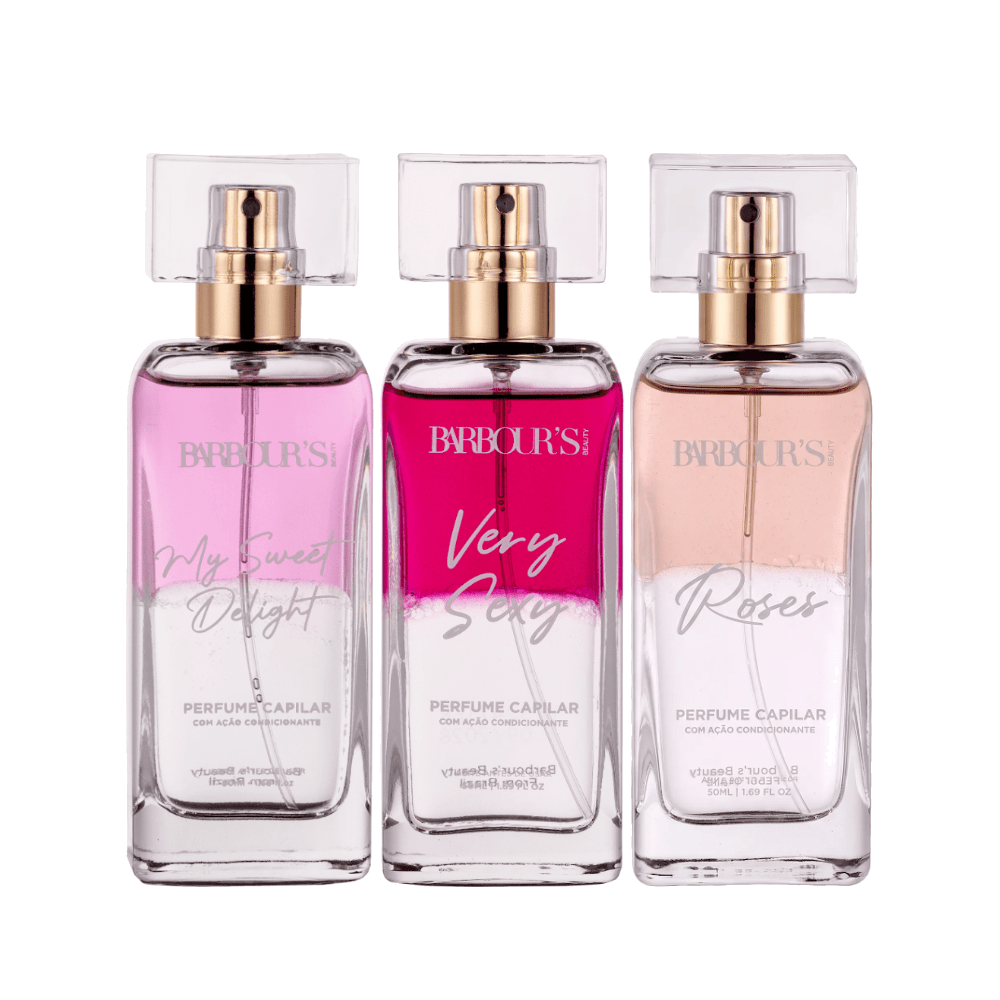 Kit 3 Perfumes Capilares - My Sweet Delight, Very Sexy e Roses - Produtos para pentear o cabelo KBB99222