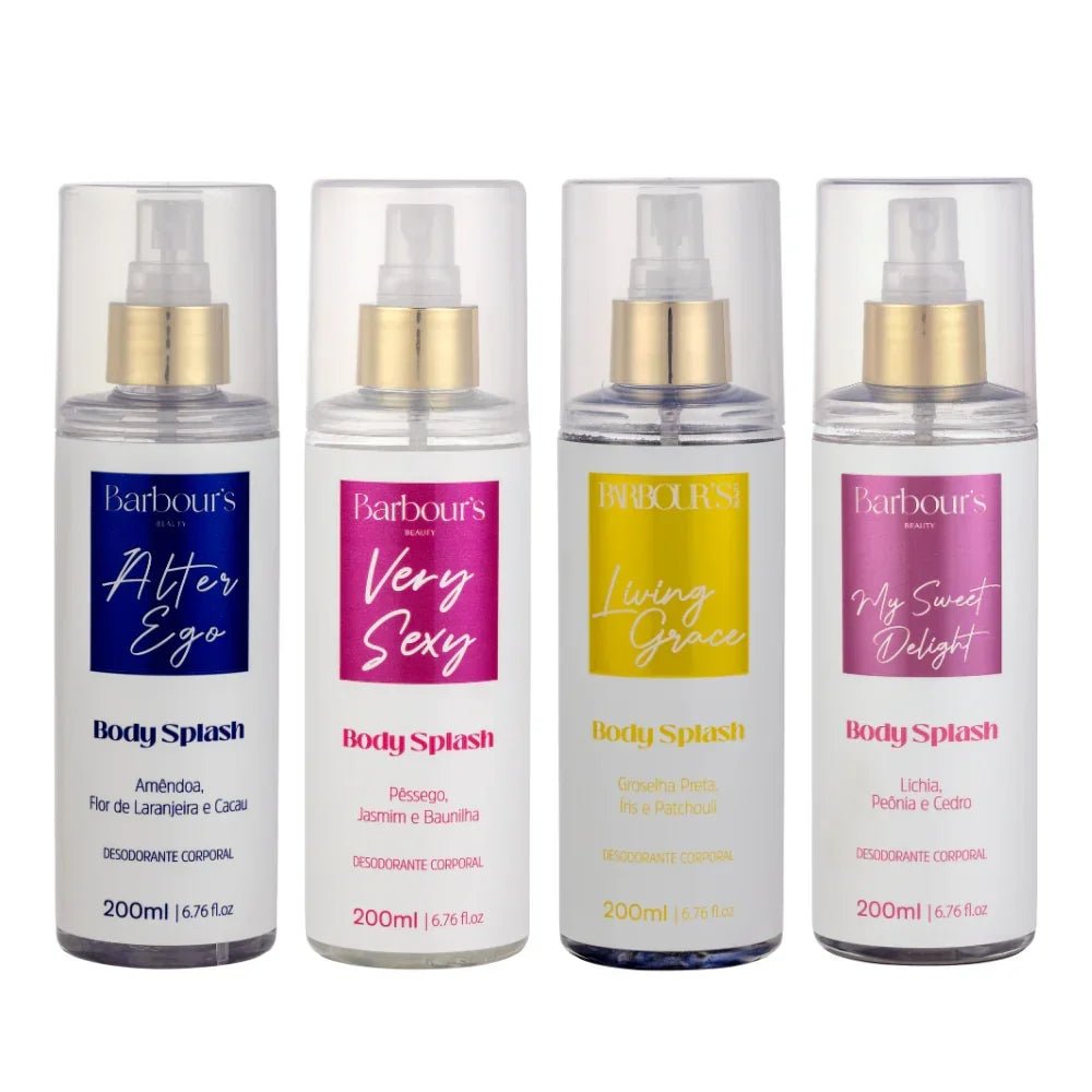 Kit 4 Body Splash Desodorante Colônia 200ml - Alter Ego, Living Grace, Very Sexy, My Sweet Delight - Perfumes e Colónias KBB99040