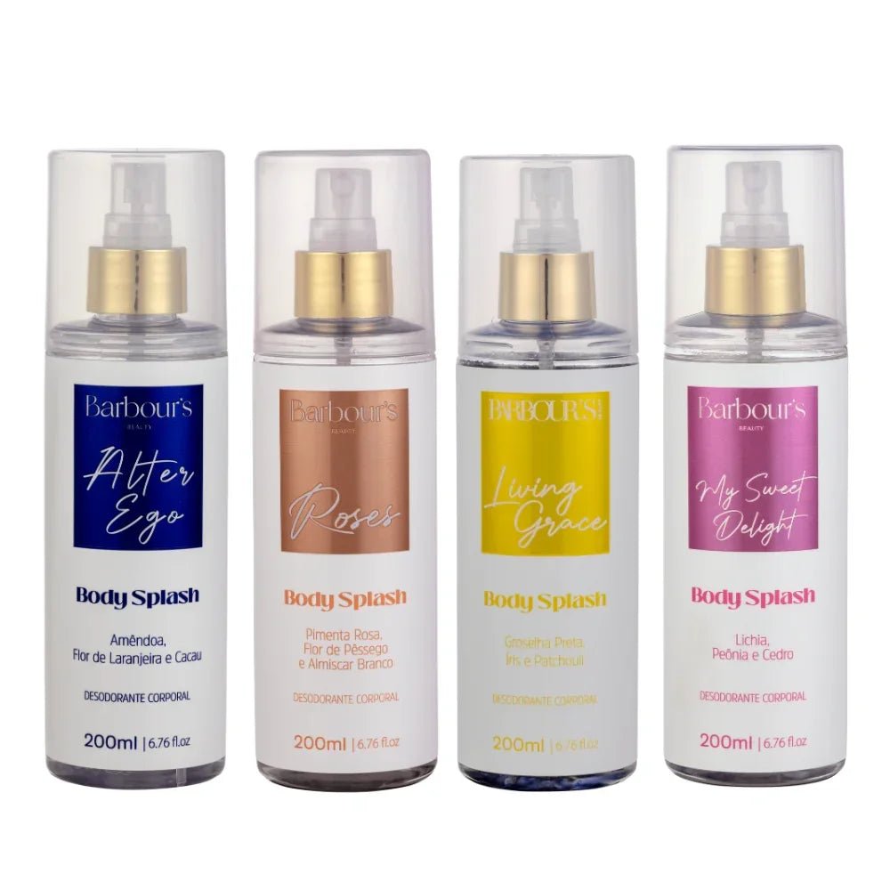 Kit 4 Body Splash Desodorante Colônia 200ml - My Sweet Delight, Living Grace, Roses e Alter Ego - Perfumes e Colónias KBB99043
