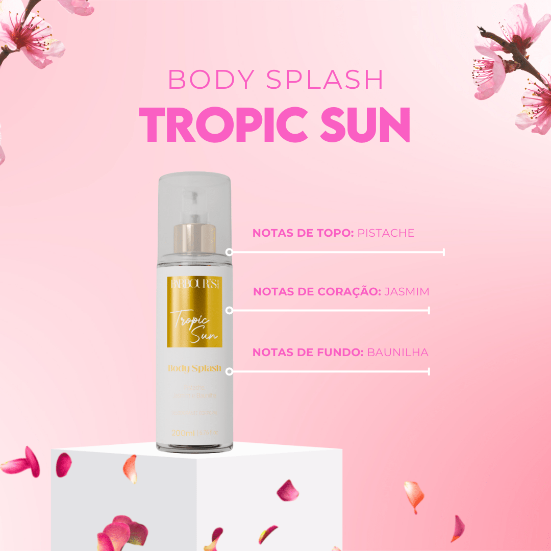 Kit 4 Body Splash Desodorante Colônia 200ml - Tropic Sun, Popsicle, Flowers e Roses