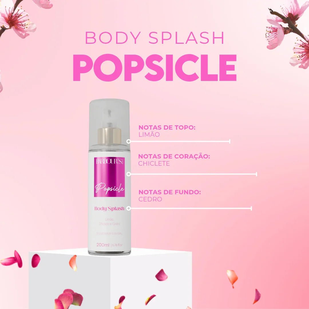Kit 4 Body Splash Desodorante Colônia 200ml - Tropic Sun, Popsicle, Flowers e Roses