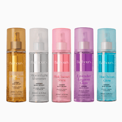 Kit 5 Body Splash Shimmer - Pink Sunset Shine, Blue Ocean Glow, Lavender Lagoon Glow, Moonlight Shimmer e Golden Tropic Glow