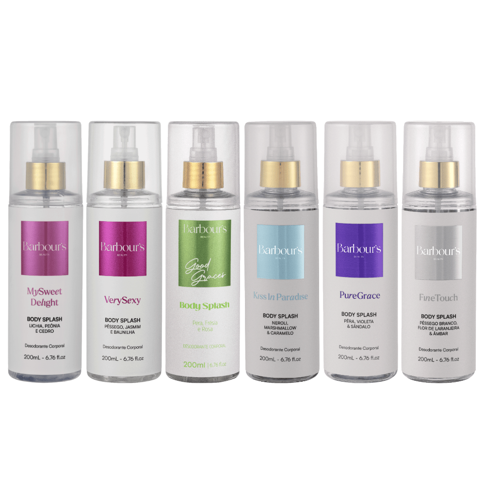 Kit 6 Body Splash Desodorante Colônia 200ml - My Sweet Delight, Very Sexy, Good Graces, Kiss In Paradise, Pure Grace, Fine Touch