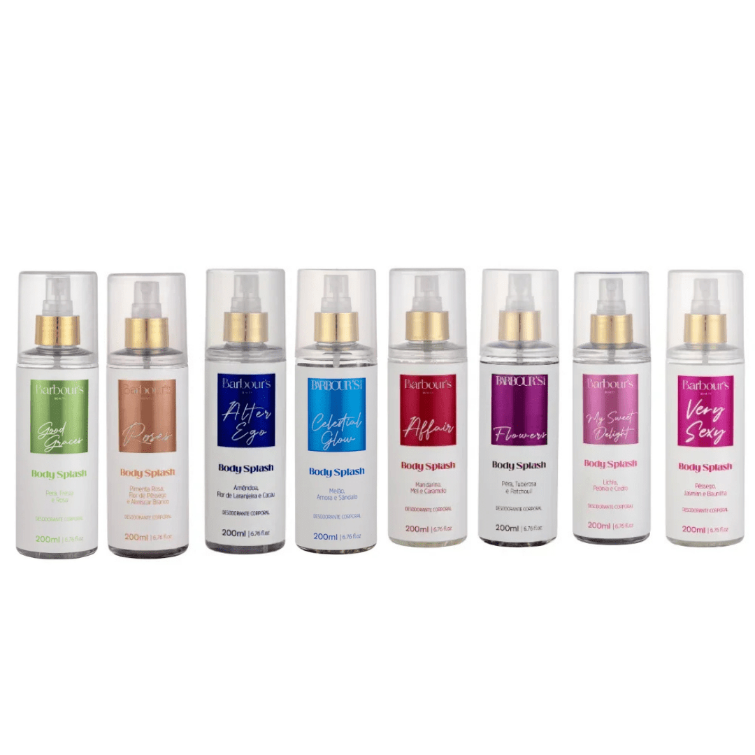 Kit 8 Body Splash Desodorante Colônia 200ml - Celestial Glow, Roses, Alter Ego, Good Graces, Affair, Flowers, My Sweet Delight, Very Sexy