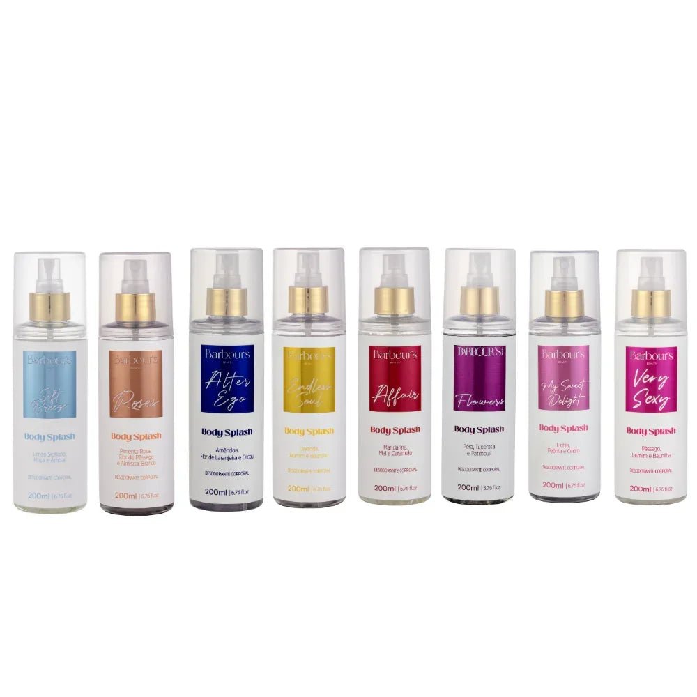 Kit 8 Body Splash Desodorante Colônia 200ml - Celestial Glow, Roses, Alter Ego, Living Grace, Affair, Flowers, My Sweet Delight, Very Sexy