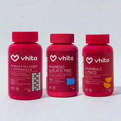 Kit Base da Saúde: Ômega 3 em 1 + Magnésio Quelato Trio + Vitamina C