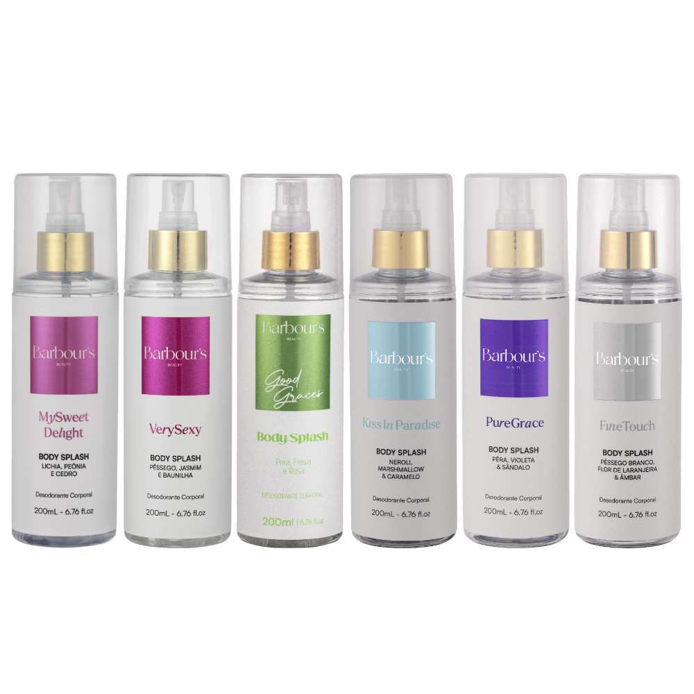 Kit 6 Body Splash Desodorante Colônia 200ml - My Sweet Delight, Very Sexy, Good Graces, Kiss In Paradise, Pure Grace, Fine Touch