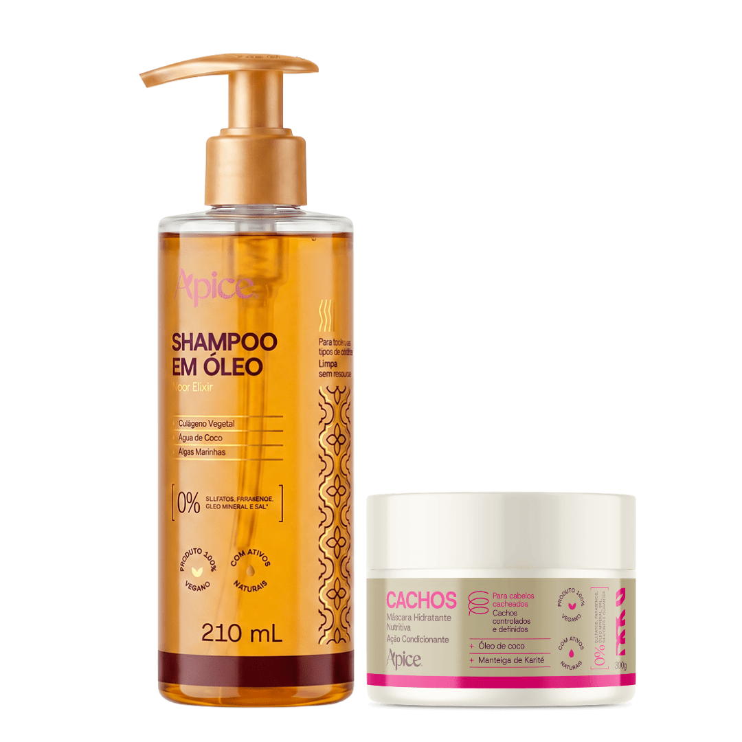 KIT CACHOS BRILHO - Shampoo em Óleo e Máscara Cachos - Produtos para pentear o cabelo 46191