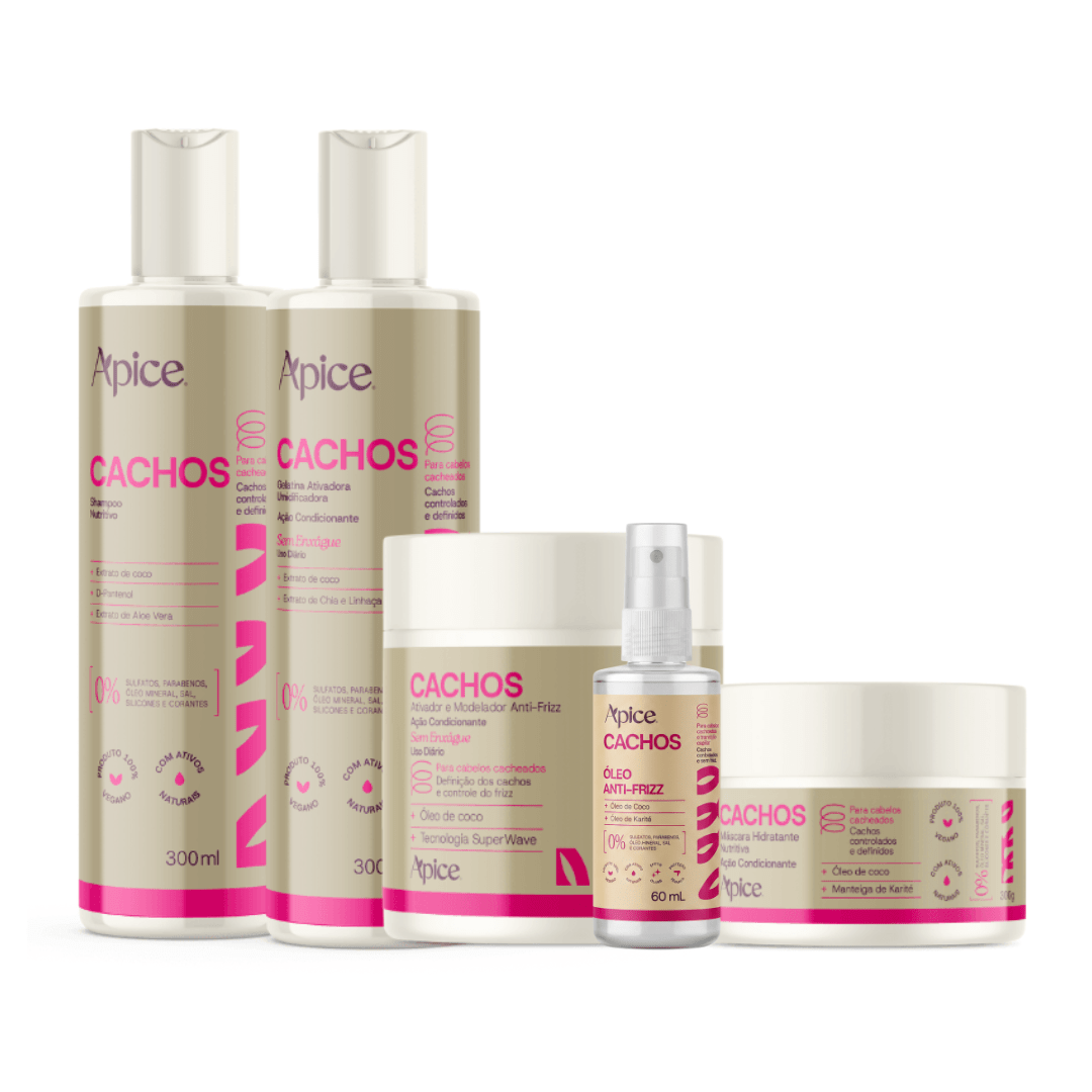 Kit Cachos Completo 4 Itens + Óleo - Produtos para pentear o cabelo 