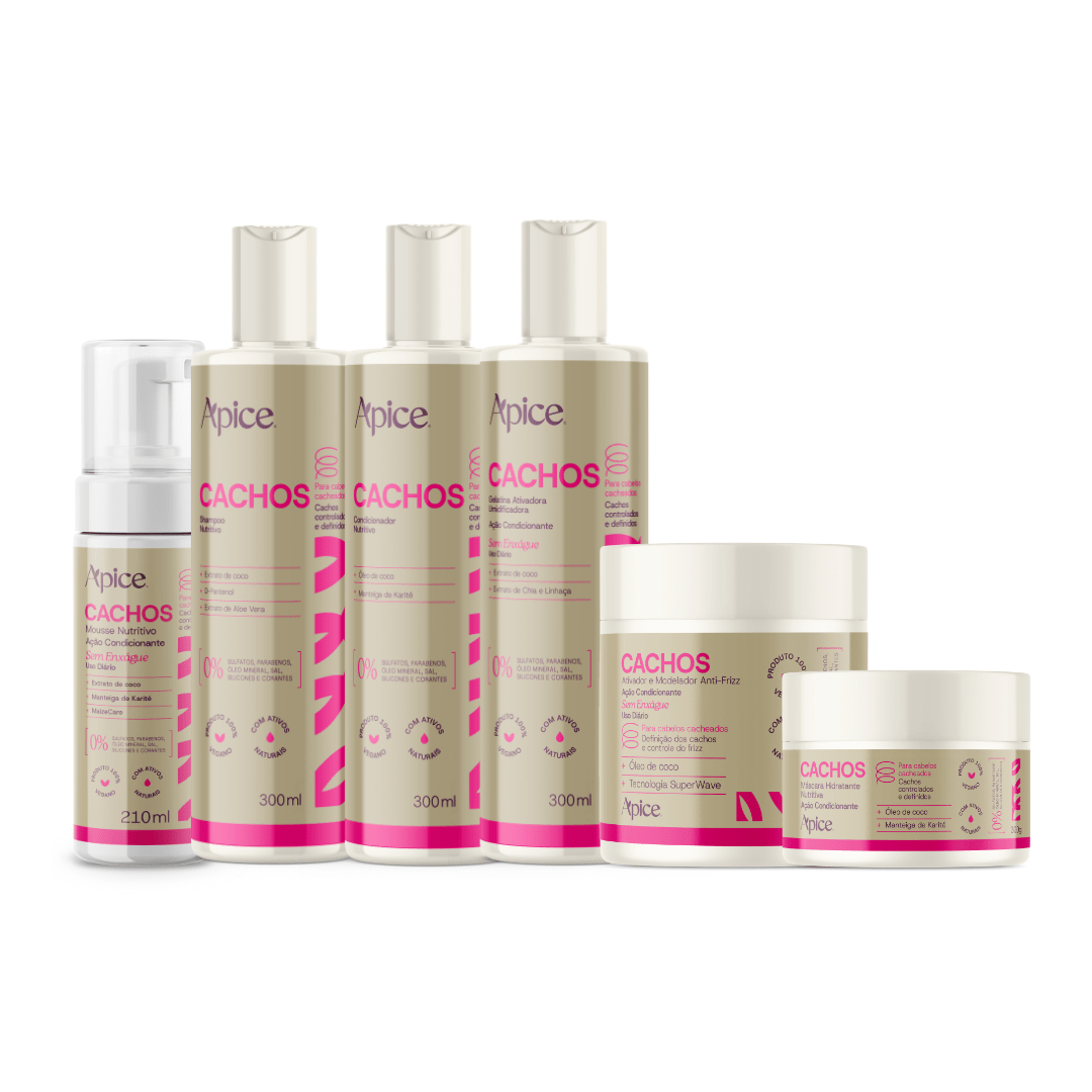 Kit Cachos NOVA FRAGRÂNCIA - Shampoo, Condicionador, Máscara, Gelatina, Ativador e Mousse (6 ITENS) - 20767
