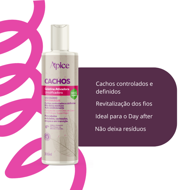 Kit Cachos - Shampoo, Condicionador, Gelatina, Máscara, Ativador e Refil Ativador (6 ITENS)