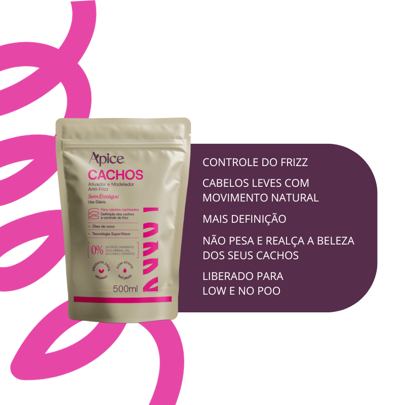 Kit Cachos - Shampoo, Condicionador, Gelatina, Máscara, Ativador e Refil Ativador (6 ITENS)