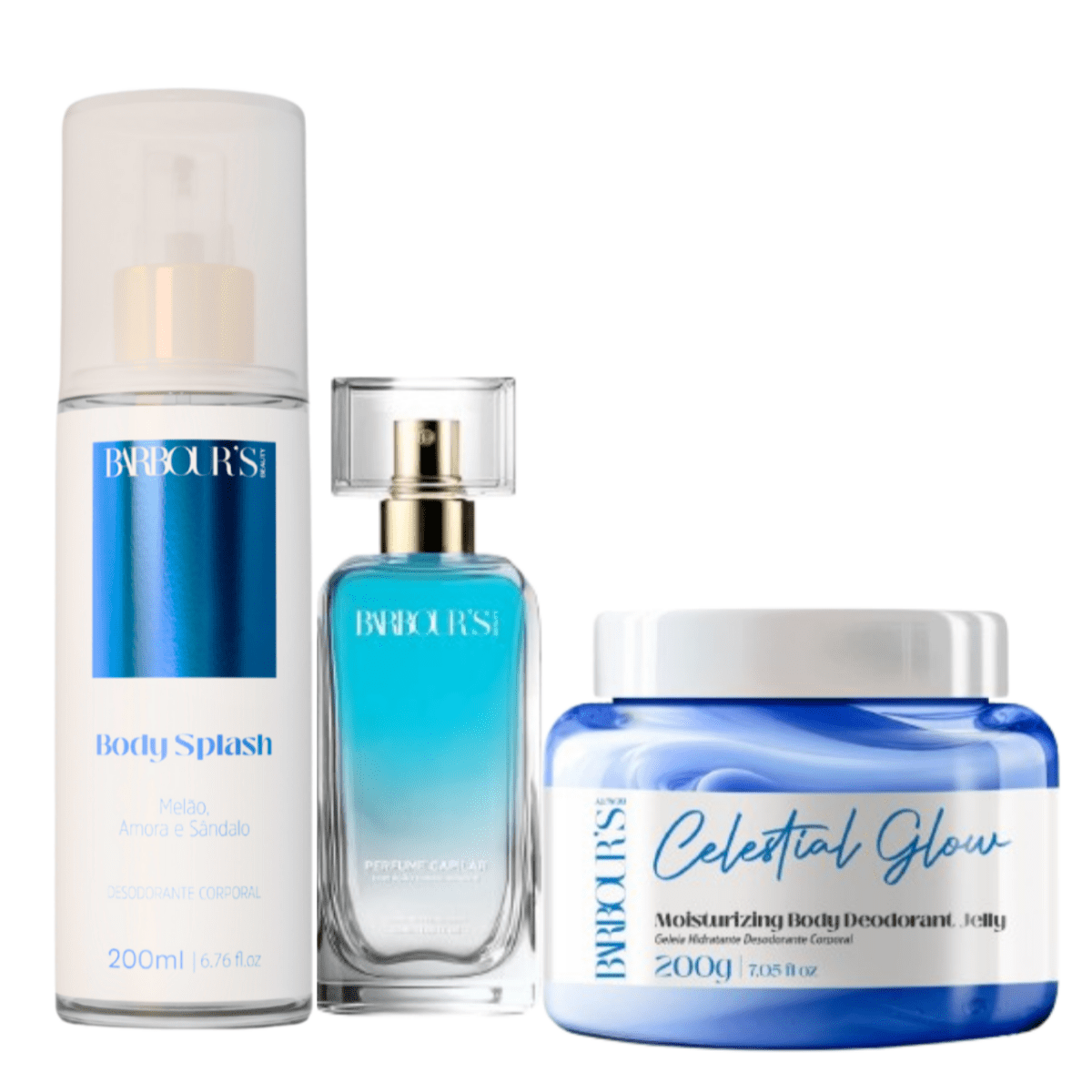 Kit Celestial Glow - Geleia Hidratante, Body Splash e Perfume de Cabelo