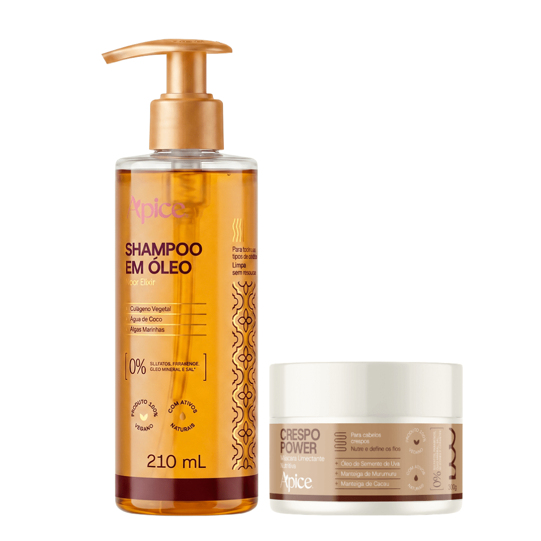 KIT CRESPO BRILHO - Shampoo em Óleo e Máscara Crespo Power