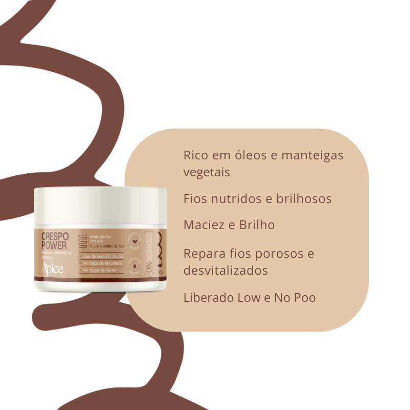 Kit Crespo Power - Co Wash, Shampoo, Condicionador, Máscara, Creme de Pentear, Gelatina, Mousse e Manteiga (8 Itens)