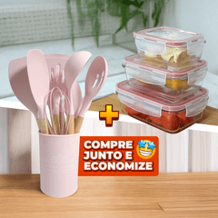 Kit de Utensílios + Jogo de Potes Herméticos