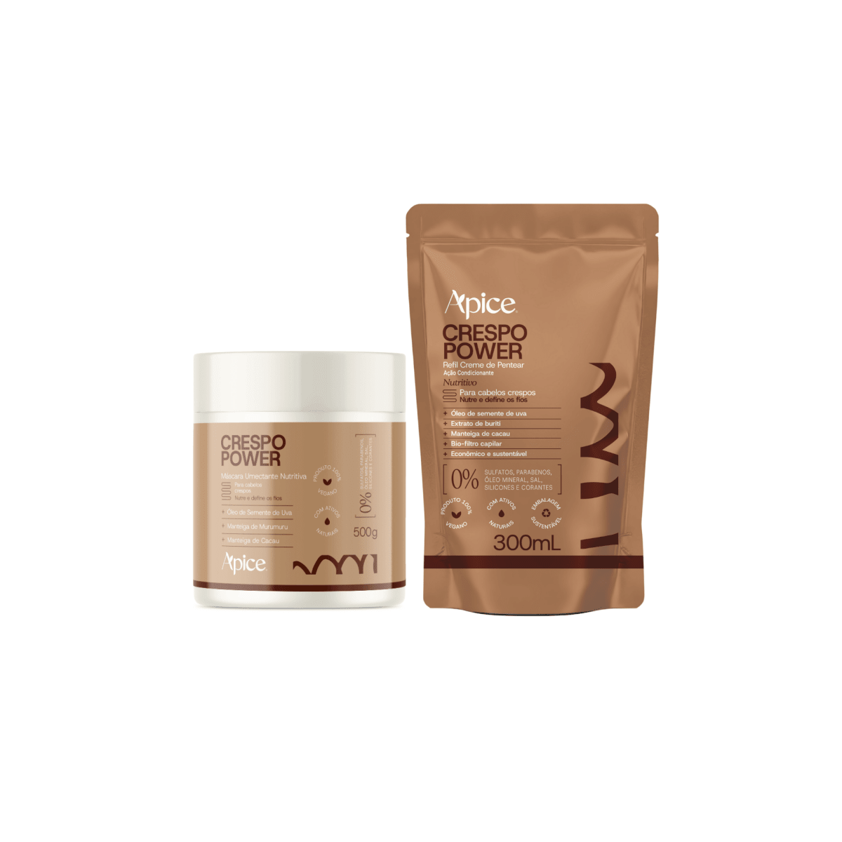 Kit Duo Umectação - Máscara Umectante Crespo Power 500g e Creme de Pentear Crespo Power Refil 300g - Produtos para pentear o cabelo 