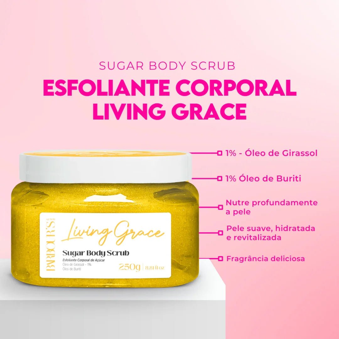 Kit Esfoliante, Body Cream, Body Splash e Perfume Capilar Living Grace