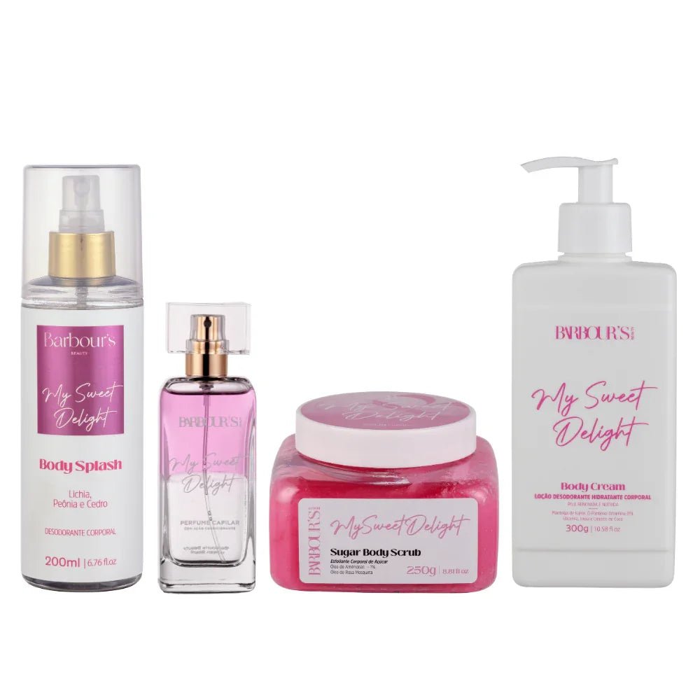 Kit Esfoliante, Body Cream, Body Splash e Perfume Capilar My Sweet Delight - Kit KBB99075