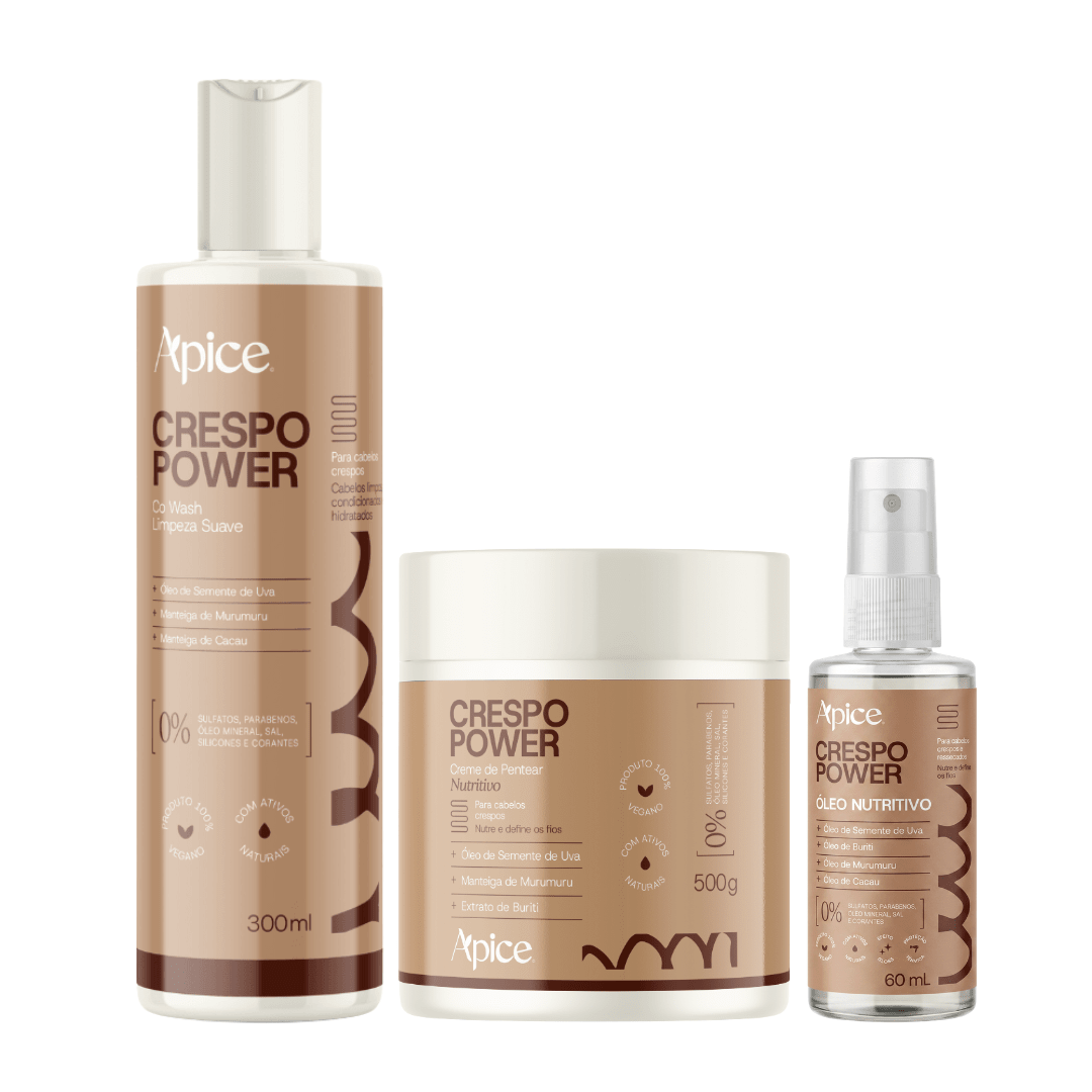 Kit Finalização Crespo Power - Creme, Gelatina e Óleo (3 Itens)