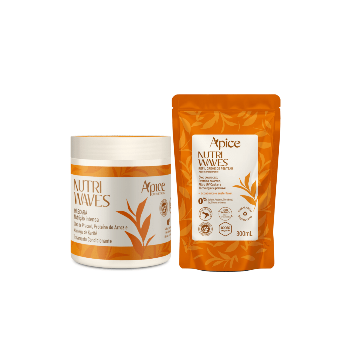 Kit Finalização Duo Nutri Waves - Máscara Nutrição Nutri Waves 500g e Creme de Pentear Nutri Waves Refil 300g - Produtos para pentear o cabelo 