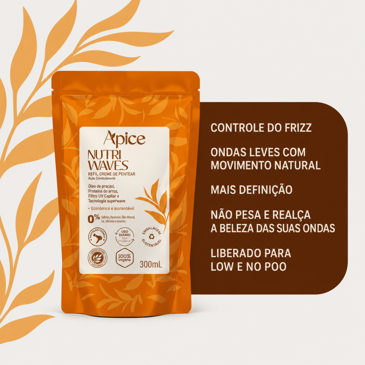 Kit Finalização Nutri Waves - Gelatina Acidificante, Blend de Óleos Amazônicos 60ml e Creme de Pentear Refil 300g
