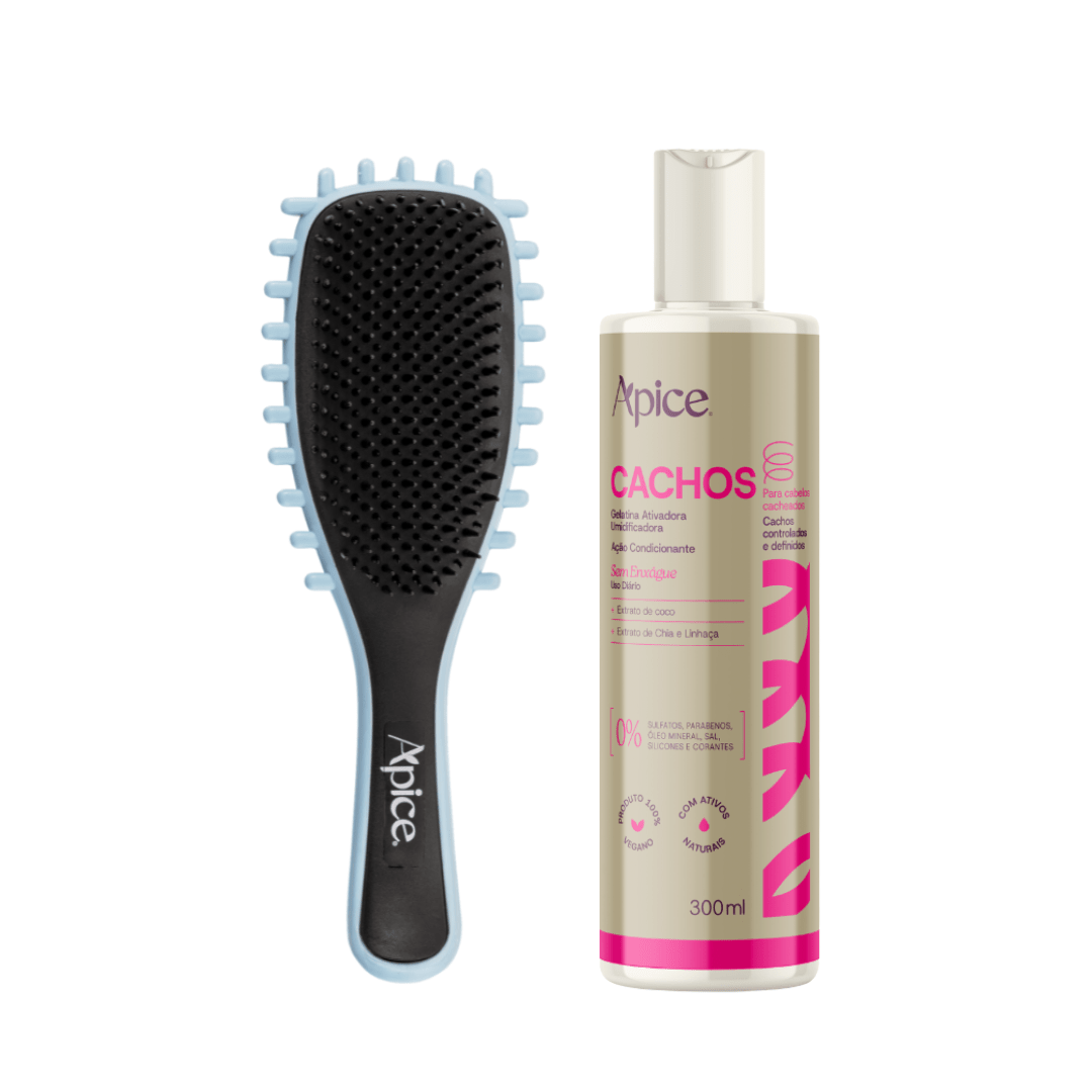Kit Fitagem Cachos - Escova Azul e Gelatina - Produtos para pentear o cabelo 46002