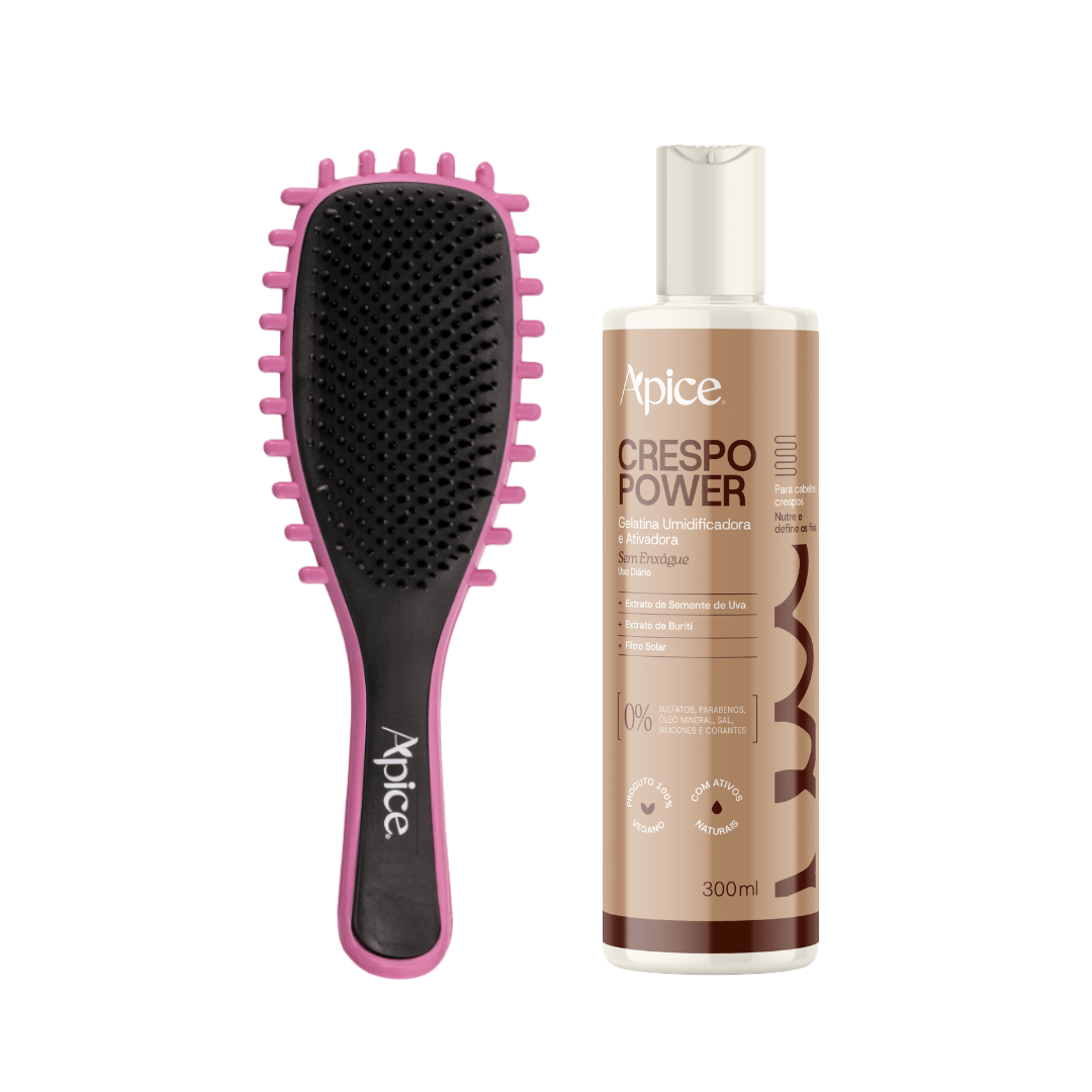 Kit Fitagem Crespo - Escova Rosa e Gelatina - Produtos para pentear o cabelo 46006