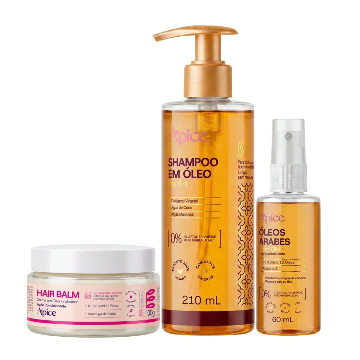 Kit Glass Frizz Zero - Shampoo em Óleo, Óleo Árabe e Hair Balm - Produtos para pentear o cabelo 46240