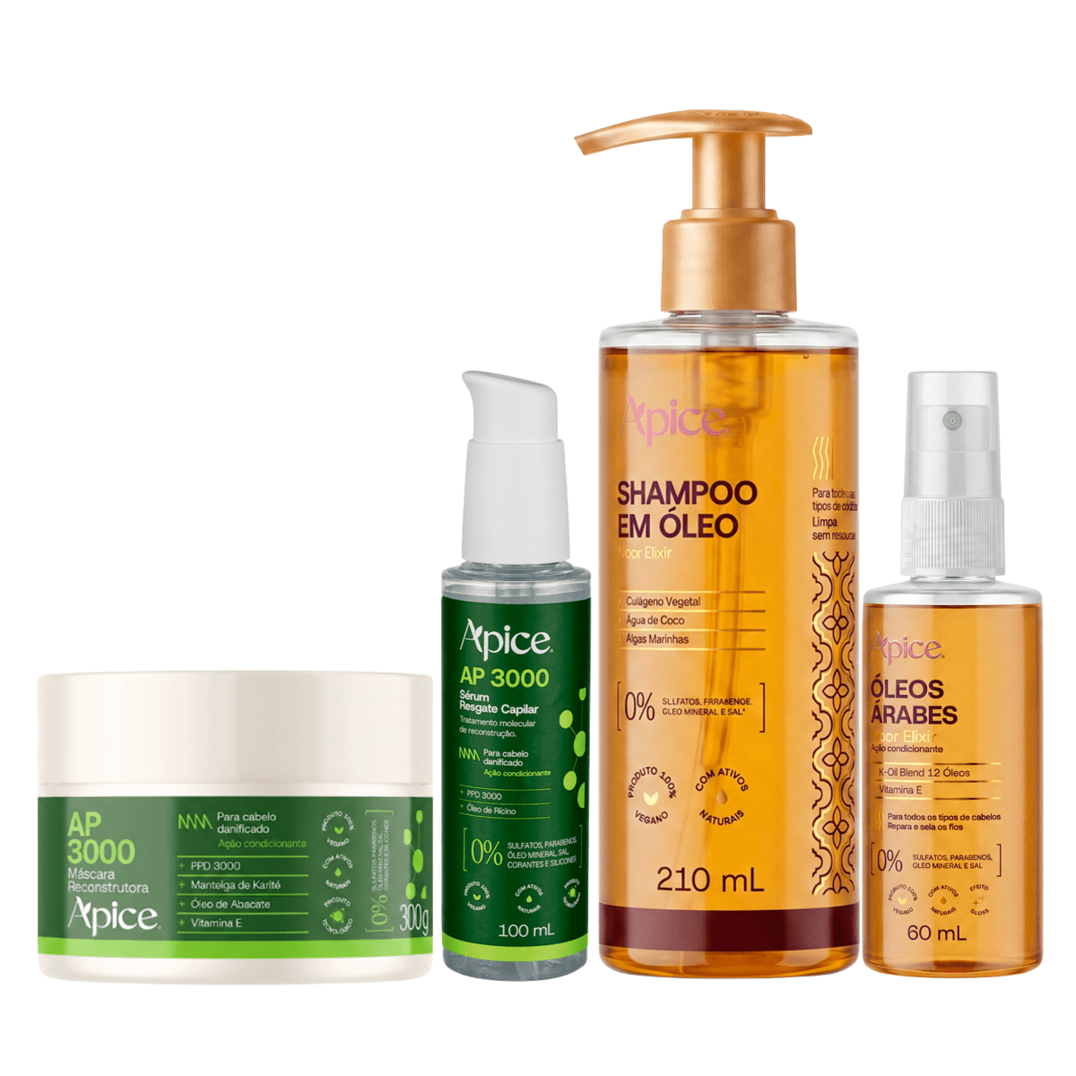 Kit Glass Hair Com Reconstrução - Shampoo em Óleo, Máscara, Sérum e Óleo Árabe - Produtos para pentear o cabelo 46206