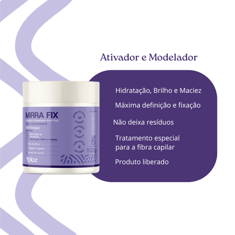 Kit Mirra Fix - Ativador, Gelatina, Mousse e Óleo (4 ITENS)
