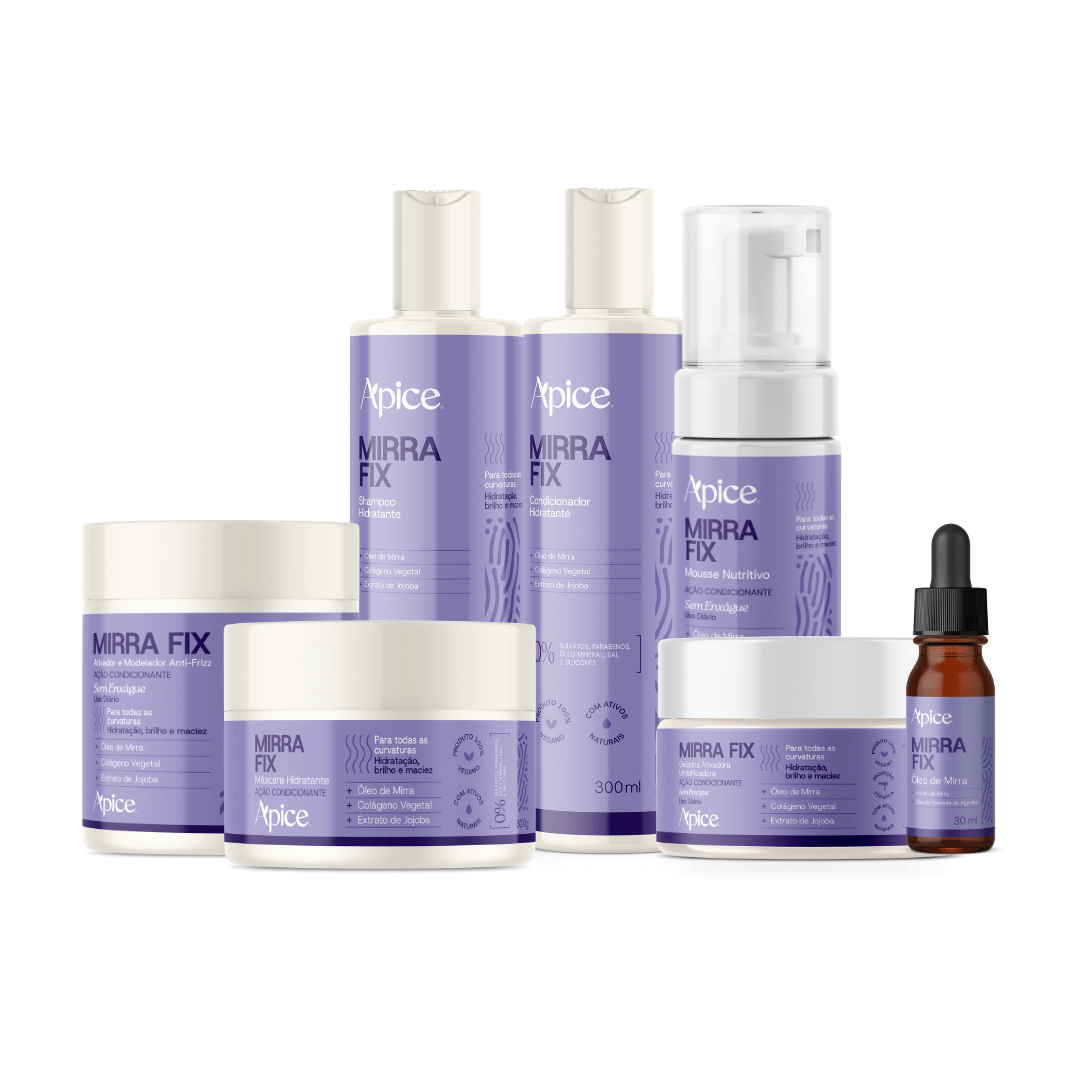 Kit Mirra Fix - Shampoo, Condicionador, Máscara, Ativador, Gelatina, Mousse e Óleo (7 Itens) - Produtos para pentear o cabelo 20753