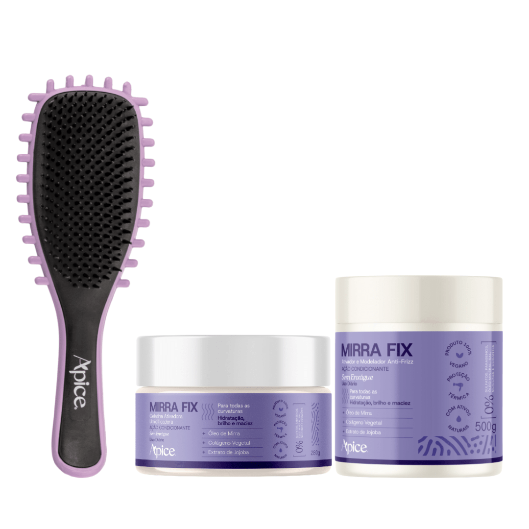 Kit Mirra Tratamento - Escova Lilás, Gelatina e Ativador (3 ITENS) - Produtos para pentear o cabelo 46024