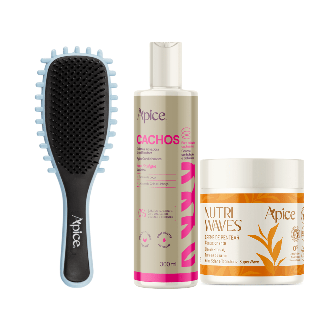 Kit Mix Definição - Escova Azul, Gelatina e Creme de Pentear (3 ITENS)