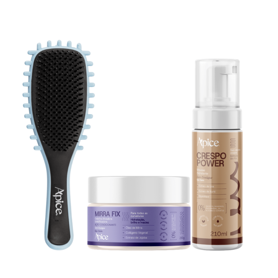 Kit Mix Volume - Escova Azul, Gelatina e Mousse (3 ITENS) - Produtos para pentear o cabelo 46040
