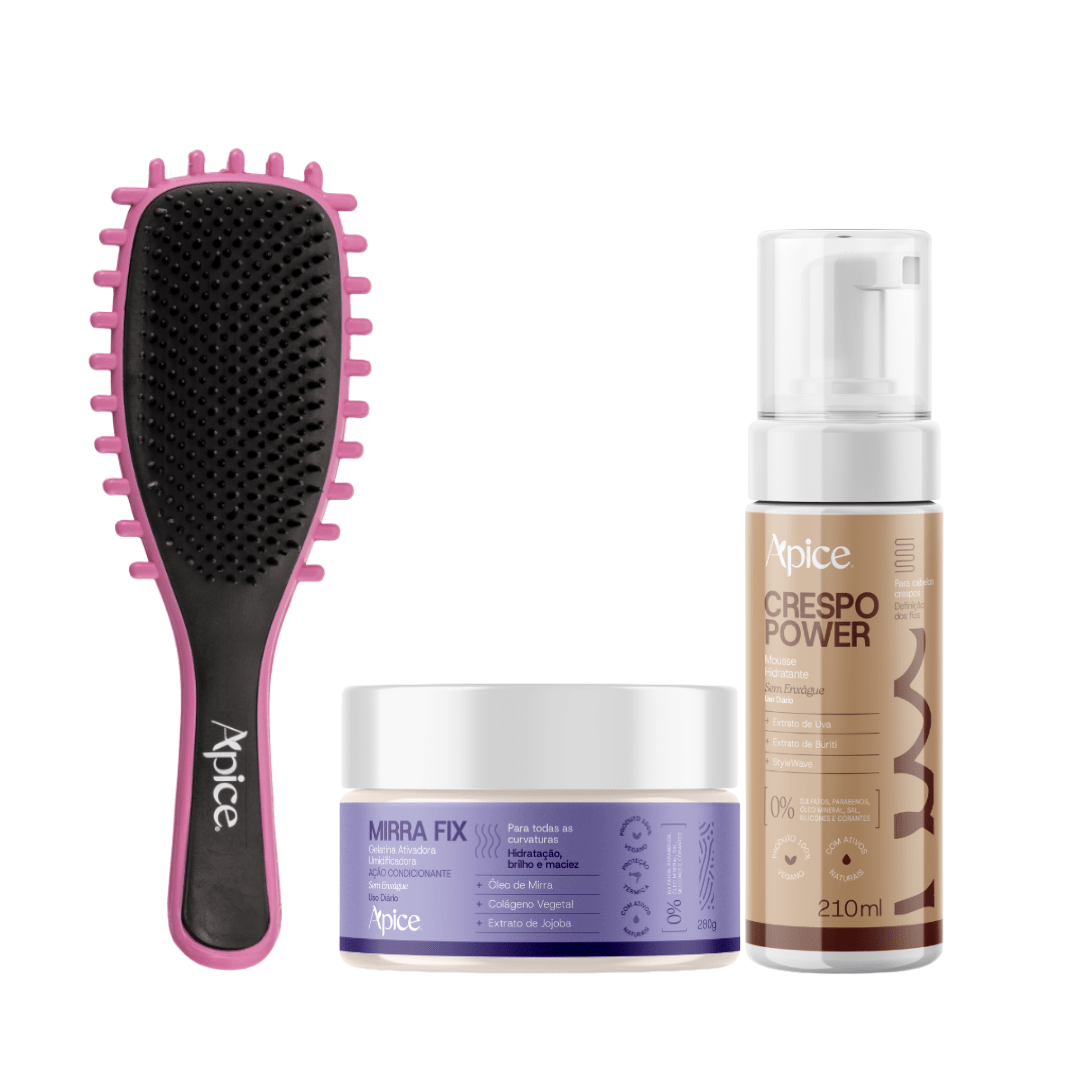 Kit Mix Volume - Escova Rosa, Gelatina e Mousse (3 ITENS) - Produtos para pentear o cabelo 46041